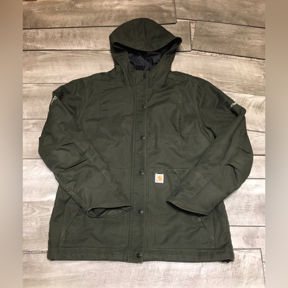 Womens Carhartt Cryder Full Swing Olive Duck Active Coat Jacket Size Medium 8-10